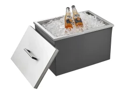 Cofre Térmico de Encastrar em Aço Inoxidável SucceBuy, 50,8 x 35,5 x 30,6 cm, Caixa de Gelo Comercial para Exterior de 30 L para Vinho e Cerveja Gelados Prateado