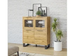 Vitrina*Meublorama Coleção de aparadores design MILO. Cor de carvalho. Móvel ideal para a sua sala de jantar. Castanho