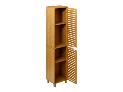 Móvel De Arrumação|5five Coluna de banheiro de bambu marrom Sicela com 2 portas e armazenamento 33x168x28 cm Bege