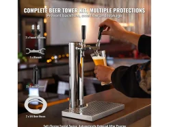 Sale Coluna de Cerveja SucceBuy, com Dois Torneiras, Inox e Fechamento Automático, para Festas e Bares Prateado
