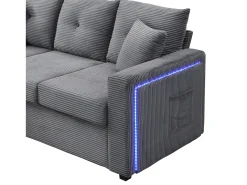 Sofá*ModernLuxe Combinação de sofá moderno 184x84.5x85.5cm - com apoio de pés removível e iluminação LED - com bolsos laterais - combinação livre - Cinza Cinzento