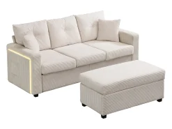 ModernLuxe Combinação de sofá moderno 184x84.5x85.5cm - com apoio de pés removível e iluminação LED - com bolsos laterais - combinação livre - ​​​^ Sofá