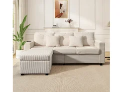 ModernLuxe Combinação de sofá moderno 184x84.5x85.5cm - com apoio de pés removível e iluminação LED - com bolsos laterais - combinação livre - ^ Sofá