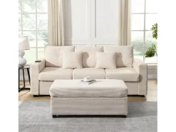 ModernLuxe Combinação de sofá moderno 184x84.5x85.5cm - com apoio de pés removível e iluminação LED - com bolsos laterais - combinação livre - ^ Sofá
