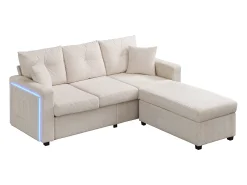 ModernLuxe Combinação de sofá moderno 184x84.5x85.5cm - com apoio de pés removível e iluminação LED - com bolsos laterais - combinação livre - ^ Sofá