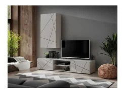Móvel De Tv*Meublorama Composição de parede DASH – Móvel para TV e armário de parede – Acabamento Cashmere Branco