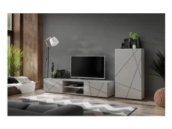 Móvel De Tv*Meublorama Composição de parede DASH – Móvel para TV e armário de parede – Acabamento Cashmere Branco