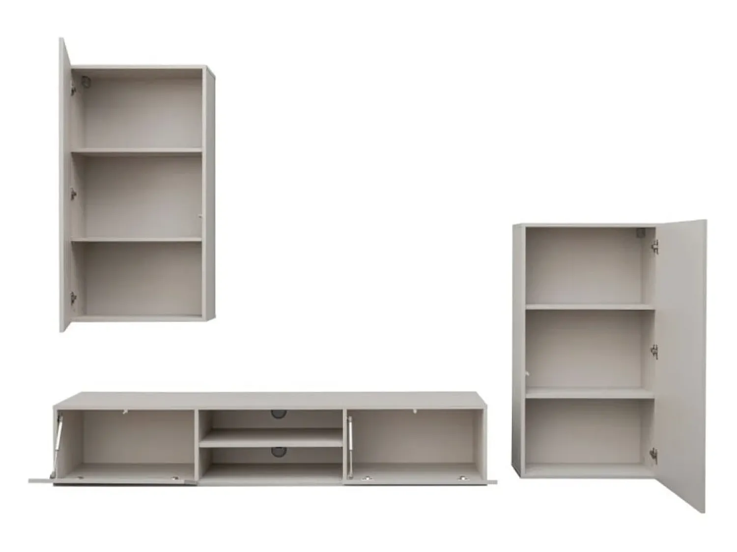 Clearance Meublorama Composição de parede DASH – Móvel para TV, módulo de parede e armário de armazenamento – Acabamento Cashmere Branco