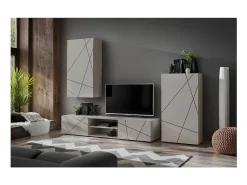 Clearance Meublorama Composição de parede DASH – Móvel para TV, módulo de parede e armário de armazenamento – Acabamento Cashmere Branco