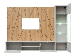 Price Factory Composição de parede IXAR geométrica – Móvel para TV + vitrine suspensa + painéis decorativos^ Móvel De Tv