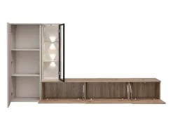 Móvel De Tv|Price Factory Composição mural CALIRE – Móvel para TV e armazenamentos suspensos – Carvalho Viking e Cashmere Castanho