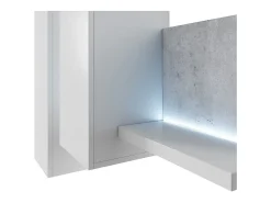 Prateleira|Meublorama Composição mural design 152cm branca e efeito concreto + LED. Coleção BERGAMO. Cinzento