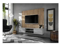 Móvel De Tv|Price Factory Composição mural IXAR – Móvel para TV + painéis decorativos de parede Cinzento claro