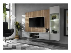 Price Factory Composição mural IXAR – Móvel de TV e vitrine suspensa – Com LED^ Móvel De Tv