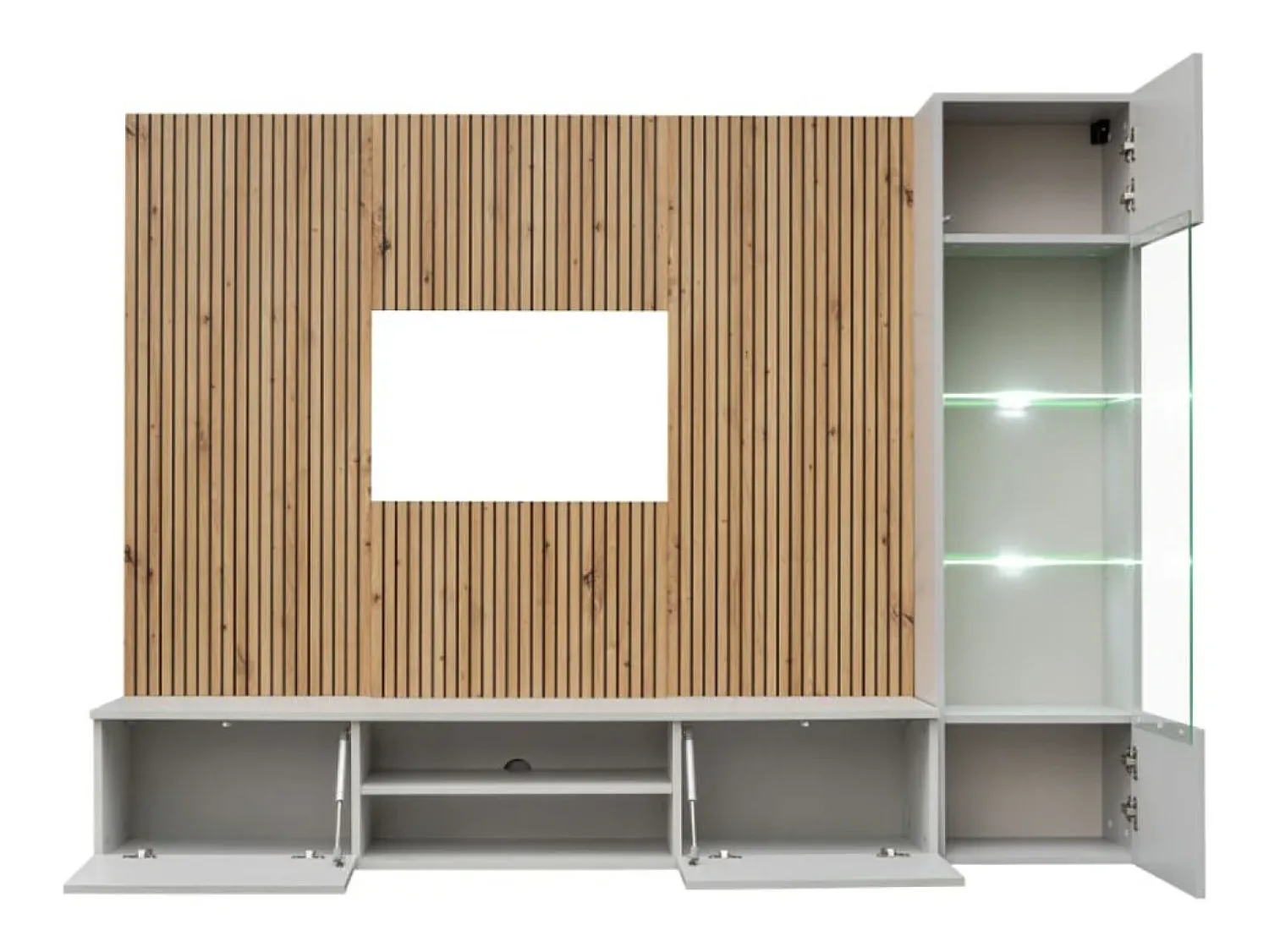 Price Factory Composição mural IXAR – Móvel de TV e vitrine suspensa – Com LED^ Móvel De Tv