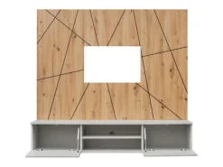 Móvel De Tv|Price Factory Composição mural IXAR geométrica – Móvel para TV + painéis decorativos Cinzento claro