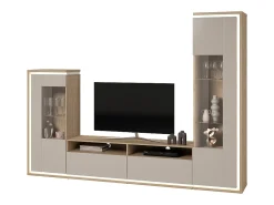 Móvel De Tv* Composição para TV AMBIHOME BARIOS - Caxemira/Carvalho, c/iluminação LED Bege