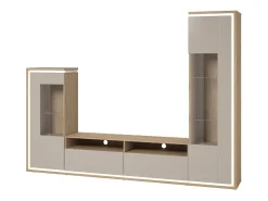 Móvel De Tv* Composição para TV AMBIHOME BARIOS - Caxemira/Carvalho, c/iluminação LED Bege
