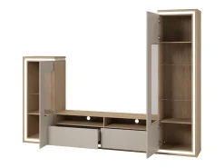 Móvel De Tv* Composição para TV AMBIHOME BARIOS - Caxemira/Carvalho, c/iluminação LED Bege