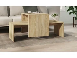 Mesa De Centro|vidaxl Conj. mesas centro 100x48x40cm deriv. madeira carvalho sonoma Natural claro