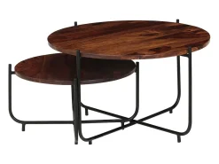 Conj. mesas de centro 2 pcs madeira de acácia maciça 60x35 cm^ Mesa De Centro