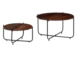 Conj. mesas de centro 2 pcs madeira de acácia maciça 60x35 cm^ Mesa De Centro