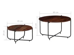 Conj. mesas de centro 2 pcs madeira de acácia maciça 60x35 cm^ Mesa De Centro