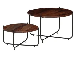 Conj. mesas de centro 2 pcs madeira de acácia maciça 60x35 cm^ Mesa De Centro