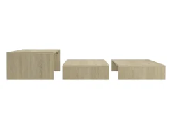 Mesa De Centro* Conj. mesas de centro 100x100x26.5 cm contrapl. carvalho sonoma Castanho