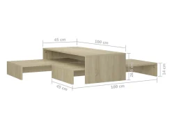 Mesa De Centro* Conj. mesas de centro 100x100x26.5 cm contrapl. carvalho sonoma Castanho
