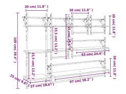 Prateleira|vidaxl Conj. prateleiras c/ barras 6pcs derivados madeira cinza sonoma Cinzento