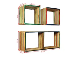 Best vidaxl Conj. prateleiras parede 3 pcs teca recuperada maciça Multicor