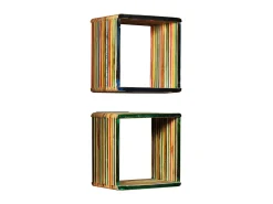 Discount Conj. prateleiras parede 3 pcs teca recuperada maciça PT726160 Multicor