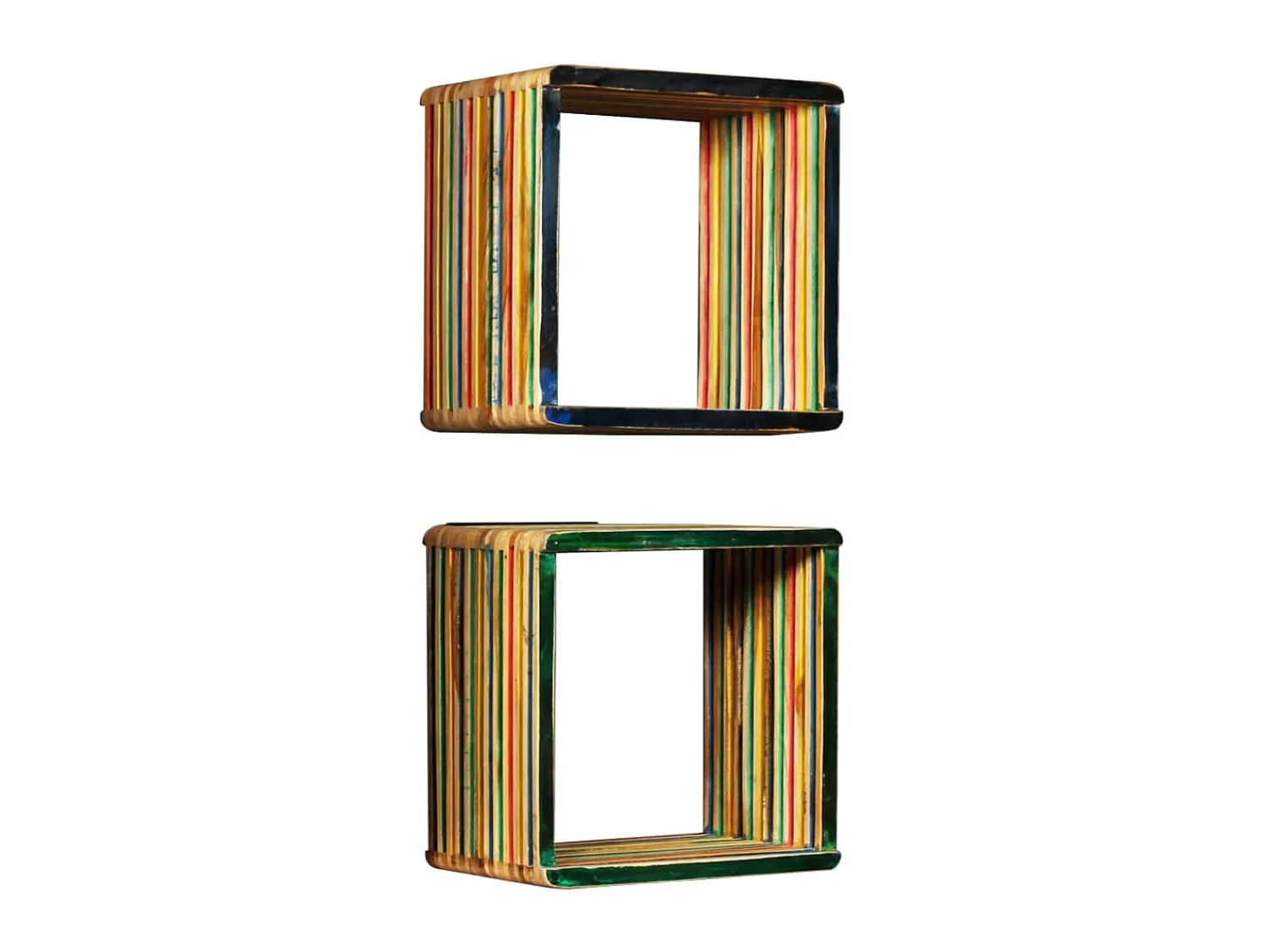 Discount Conj. prateleiras parede 3 pcs teca recuperada maciça PT726160 Multicor