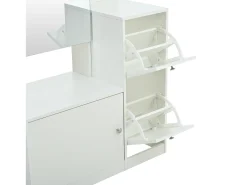 Móvel De Entrada|ModernLuxe Conjunto cabideiro de entrada 85x40x180 cm - con espelho e 2 organizadores de sapatos - 2 portas - prateleiras abertas - Branco