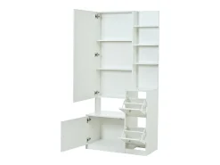 Móvel De Entrada|ModernLuxe Conjunto cabideiro de entrada 85x40x180 cm - con espelho e 2 organizadores de sapatos - 2 portas - prateleiras abertas - Branco