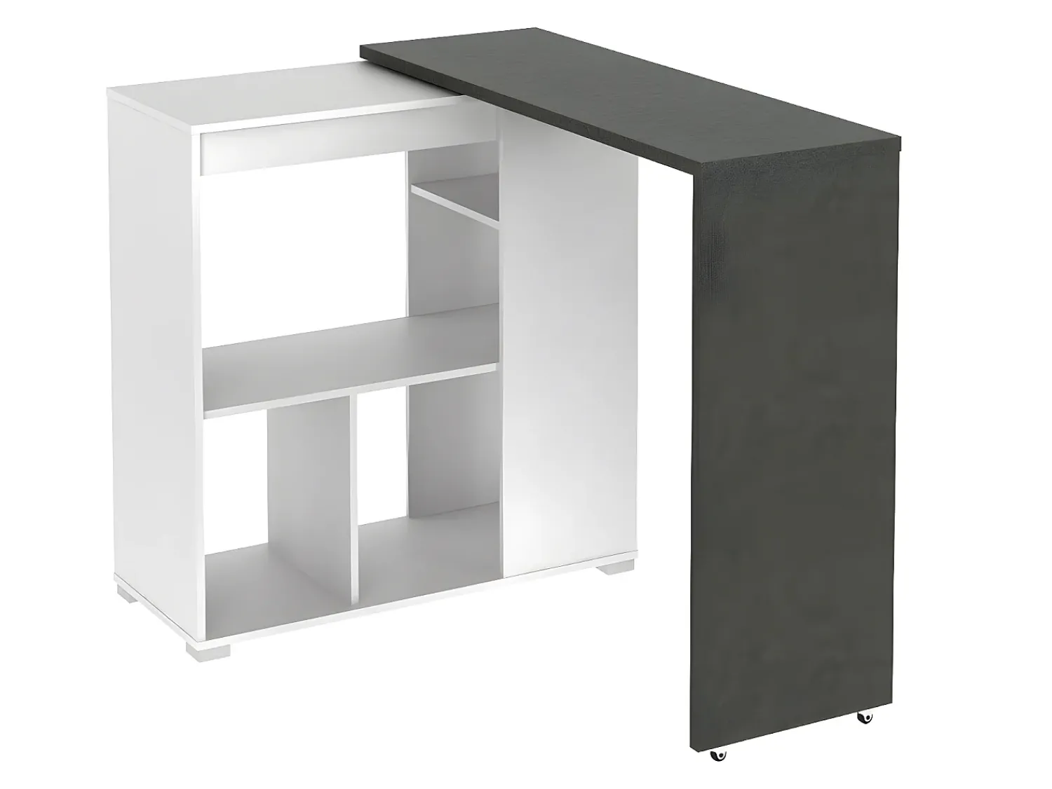 Best Vente-unique Conjunto “Comer em pé”: móvel de bar SATURNE + 2 bancos altos CALAS - Branco e cinza cimento Cinzento / Branco