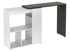 Best Vente-unique Conjunto “Comer em pé”: móvel de bar SATURNE + 2 bancos altos CALAS - Branco e cinza cimento Cinzento / Branco