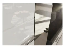 Móvel De Arrumação|Sapateira|Meublorama Conjunto completo para entrada SCOTT cinza escuro e branco lacado com armário, cabideiro, sapateira e espelho de parede Prateado