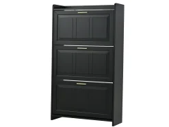 Móvel De Arrumação|Sapateira*Hauss Spole Conjunto de 2 armários para calçado 70 x 24 x 120 cm com 3 portas - Preto