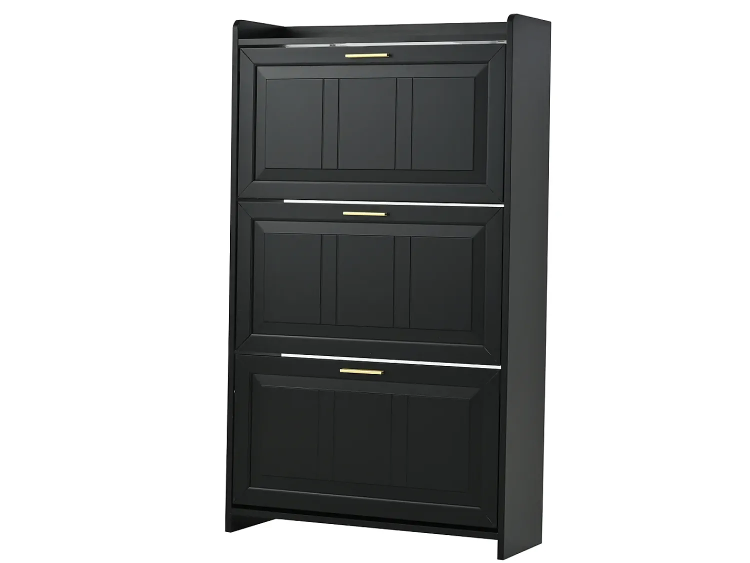 Móvel De Arrumação|Sapateira*Hauss Spole Conjunto de 2 armários para calçado 70 x 24 x 120 cm com 3 portas - Preto
