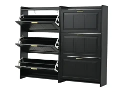 Móvel De Arrumação|Sapateira*Hauss Spole Conjunto de 2 armários para calçado 70 x 24 x 120 cm com 3 portas - Preto