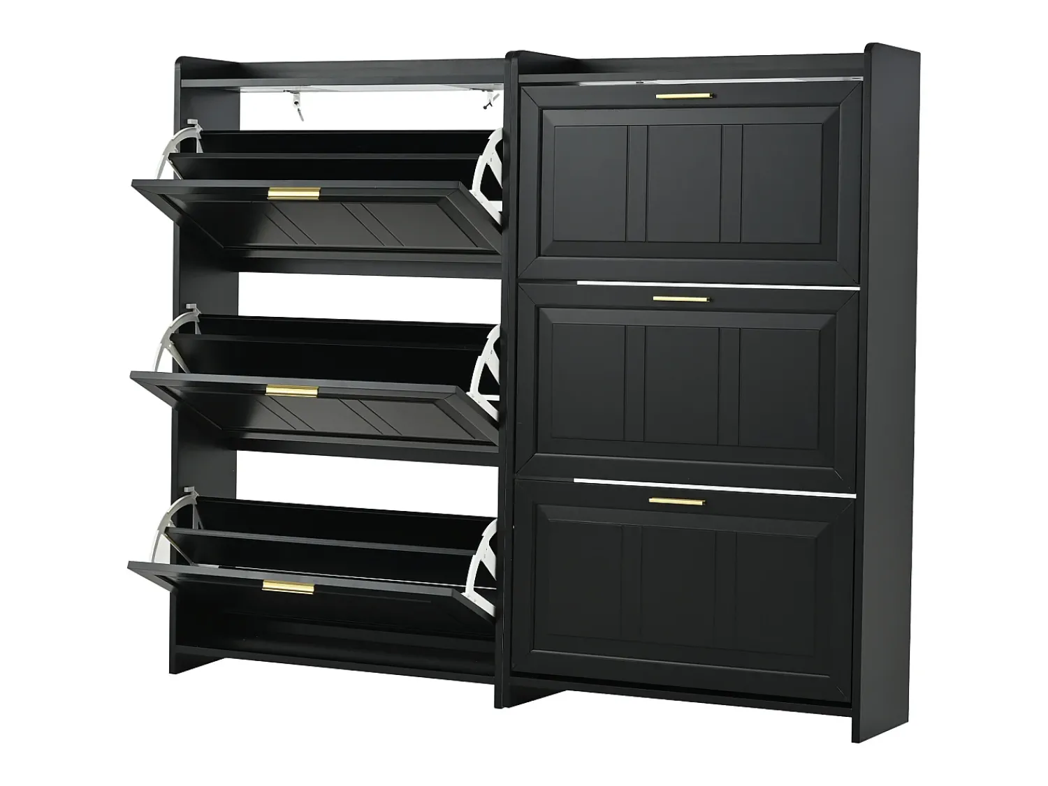 Móvel De Arrumação|Sapateira*Hauss Spole Conjunto de 2 armários para calçado 70 x 24 x 120 cm com 3 portas - Preto