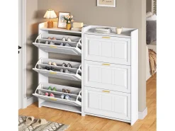 Hauss Spole Conjunto de 2 armários para calçado 70 x 24 x 120 cm com 3 portas -^ Móvel De Arrumação|Sapateira