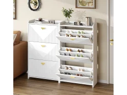 Móvel De Arrumação|Sapateira|Hauss Spole Conjunto de 2 armários para sapatos s com 3 portas basculantes e 6 compartimentos. Branco