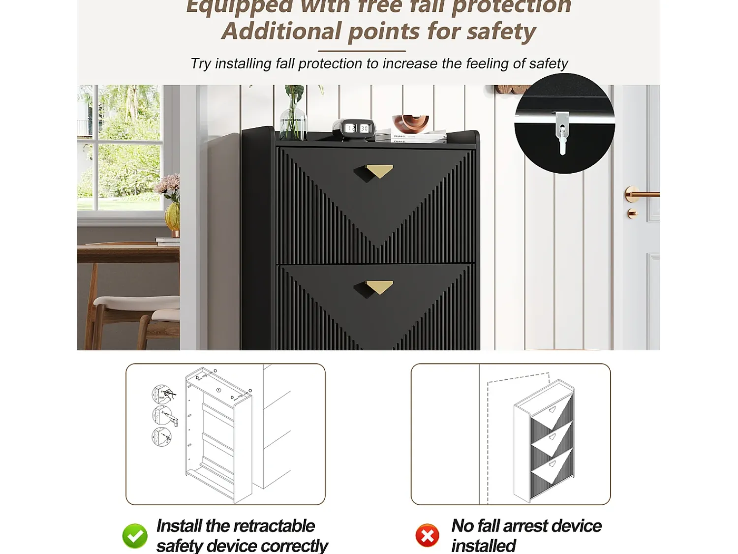 Móvel De Arrumação|Sapateira|Hauss Spole Conjunto de 2 armários para calçado com 3 portas basculantes e 6 compartimentos. Preto