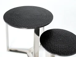 Mesa De Centro|Giner y colomer Conjunto de 2 baixos de mesa em metal faites à la main Preto