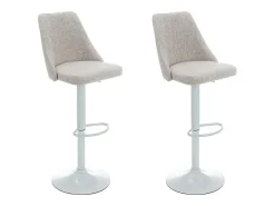 Banco|Vente-unique Conjunto de 2 bancos altos tecido e metal branco, cor bege KIYOLA Bege / Branco