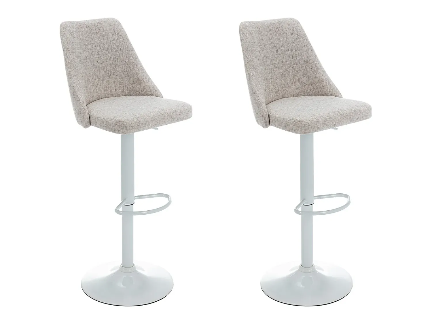 Banco|Vente-unique Conjunto de 2 bancos altos tecido e metal branco, cor bege KIYOLA Bege / Branco