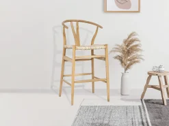 Banco*Vente-unique Conjunto de 2 bancos altos em teca e palha cor natural - POGIANA Natural claro